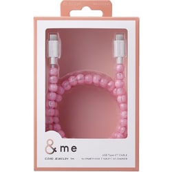 USB-C ケーブル USB Type C to Type C 1m PD 60W コードジュエリー ＆me ピンクマーブル MPA-CJCC10PN