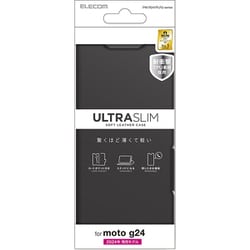 PM-R241PLFUBK [motorola moto g24用 ケース レザー カバー 手帳型 マグネット フラップ 衝撃吸収 超軽量 薄型 スタンド機能付 UltraSlim ブラック]