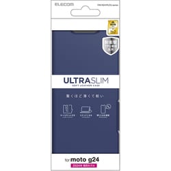 PM-R241PLFUNV [motorola moto g24用 ケース レザー カバー 手帳型 マグネット フラップ 衝撃吸収 超軽量 薄型 スタンド機能付 UltraSlim ネイビー]