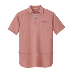 介護・看護用ロングポロシャツ L サンセットピンク HSP018-9