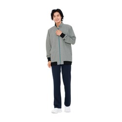 ジップアップブルゾン グレー+ターコイズ L TJ-2000