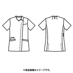 スクラブ レディス・半袖 L シロ/ターコイズ 73-2244