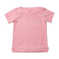 Leeレディススクラブ キーネック L ピンク LMS43001-9