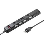 電源タップ 節電タップ 4個口 USB Type-C Type-A PD20W 一括スイッチ 個別スイッチ 延長コード テーブルタップ 雷ガード 1m ブラック TAP-B107UC-1BK