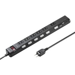 電源タップ 節電タップ 6個口 USB Type-C Type-A PD20W 一括スイッチ 個別スイッチ 延長コード テーブルタップ 雷ガード 1m ブラック TAP-B108UC-1BK