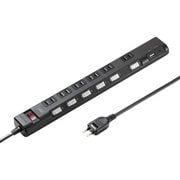 電源タップ 節電タップ 6個口 USB Type-C Type-A PD20W 一括スイッチ 個別スイッチ 延長コード テーブルタップ 雷ガード 1m ブラック TAP-B108UC-1BK