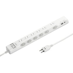 電源タップ 節電タップ 6個口 USB Type-C Type-A PD20W 一括スイッチ 個別スイッチ 延長コード テーブルタップ 雷ガード 1m ホワイト TAP-B108UC-1W