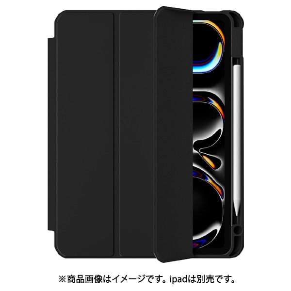 Hans International ハンズインターナショナルApple Pencil用スロット付背面クリアケース エアコート ブラック for iPad Pro 11”（M4） HIPA2411BKΩ