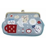 限定 畳刺繍がま口ポーチ ちいかわ ブルー S2323656