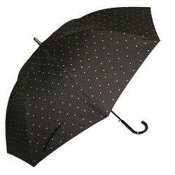長傘 婦人用 晴雨兼用 ミディアムドット 65cm ジャンプ式 UVカット加工 ブラック 13590