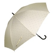 長傘 婦人用 晴雨兼用 ミディアムドット 65cm ジャンプ式 UVカット加工 ベージュ 13590