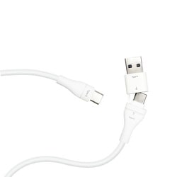 Type-A変換アダプター付 USB Type-C（CtoC）ふわふわケーブル 1m ホワイト（WH） CCJ-CA1M WH