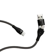 Type-A変換アダプター付 USB Type-C(CtoC)ふわふわケーブル 1m ブラック(BK)グレー(GY) CCJ-CA1M BK