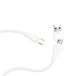 Type-A変換アダプター付 USB Type-C（CtoC）ふわふわケーブル 2m ホワイト（WH） CCJ-CA2M WH