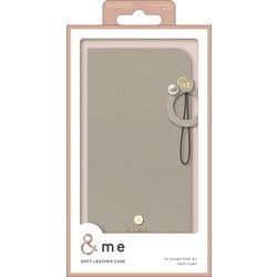 PM-P241PLFJM2GB [Google Pixel 8a用 ケース レザー カバー 手帳型 マグネット フラップ 衝撃吸収 ワイヤレス充電可 スタンド機能付 フィンガーストラップ付 ミラー付 ＆me グレージュ]