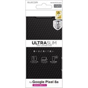 PM-P241PLFUCB [Google Pixel 8a用 ケース レザー カバー 手帳型 マグネット フラップ 衝撃吸収 超軽量 薄型 ワイヤレス充電可 スタンド機能付 UltraSlim カーボンブラック]