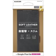 PM-P241PLFYBK [Google Pixel 8a用 ケース レザー カバー 手帳型 マグネット フラップ 衝撃吸収 ワイヤレス充電可 ストラップホール付 スタンド機能付 ブラック]