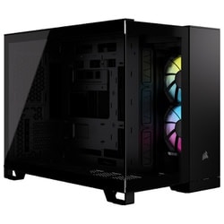 iCUE LINK 2500X RGB TG Black デュアルチャンバー設計 ピラーレス 強化ガラス製 フロント・サイドパネル RXファン搭載 Micro-ATX ミドルタワー PCケース ブラック CC-9011267-WW