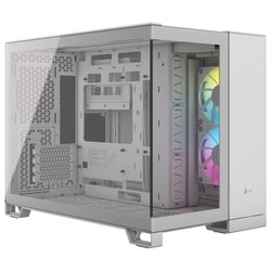 iCUE LINK 2500X RGB TG White デュアルチャンバー設計 ピラーレス 強化ガラス製 フロント・サイドパネル RXファン搭載 Micro-ATX ミドルタワー PCケース ホワイト CC-9011268-WW