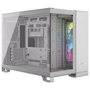 iCUE LINK 2500X RGB TG White デュアルチャンバー設計 ピラーレス 強化ガラス製 フロント・サイドパネル RXファン搭載 Micro-ATX ミドルタワー PCケース ホワイト CC-9011268-WW