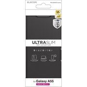 Galaxy A55 5G(SC-53E)用 ケース レザー カバー 手帳型 マグネット フラップ 衝撃吸収 超軽量 薄型 ワイヤレス充電可 スタンド機能付 UltraSlim ブラック PM-G243PLFUBK