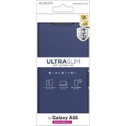 Galaxy A55 5G(SC-53E)用 ケース レザー カバー 手帳型 マグネット フラップ 衝撃吸収 超軽量 薄型 ワイヤレス充電可 スタンド機能付 UltraSlim ネイビー PM-G243PLFUNV