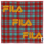 49-1070050 [FILA ロゴチェック 25cm×25cm グリーン タオルハンカチ]