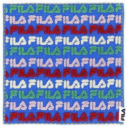 FILA メニーロゴ 25cm×25cm ブルー タオルハンカチ 49-1080050