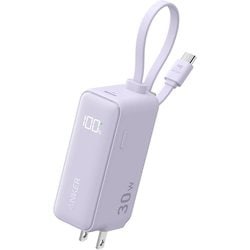 Anker Power Bank 30W Fusion Built-In USB-C ケーブル パープル A1636NV1