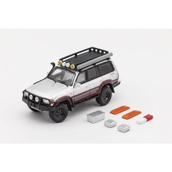 KS014-384 1/64 トヨタ ランドクルーザー LC80 レトロフィットバージョン LHD シルバー/マルーンレッド [ダイキャストミニカー]