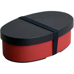 山中塗曲げわっぱ風お弁当箱 小判型 中フタ付き 500ml 朱色 TW-20