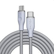 ラグシリーズナイロン 充電ケーブル USB-C&USB-C 60W グレー 1.8m C2165
