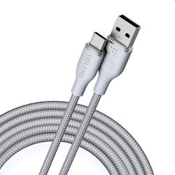 ラグシリーズナイロン 充電ケーブル USB-A＆USB-C 60W グレー 1.8m C2157