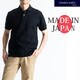 2021-PRY3/black/m [シルケット鹿の子半袖ニットポロシャツ リブ襟 日本製 ブラック Mサイズ]