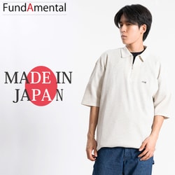 fl24ss-003/beige/xl [ハーフジップ半袖ポロシャツ 日本製 ベージュ XLサイズ]
