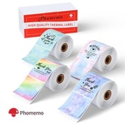 Phomemo M110用 感熱式ラベルシールロール 3本(600枚/1本)セット 正方形(W:50×H:50mm) ダイカット正方形 マーブル4パターンセット(150枚×4種類) PH-XP-M19