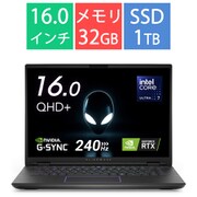 ゲーミングノートパソコン/Alienware m16 R2/16.0型QHD+/Core Ultra 7 プロセッサー 155H/GeForce RTX 4060(最大135W)/メモリ 32GB/SSD 1TB/Windows 11 Home(英語版)/ダークメタリックムーン NAM86E-EHLBC
