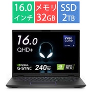 ゲーミングノートパソコン/Alienware m16 R2/16.0型QHD+/Core Ultra 9 プロセッサー 185H/GeForce RTX 4070(最大140W)/メモリ 32GB/SSD 2TB/Windows 11 Home(英語版)/ダークメタリックムーン NAM96E-EHLBC