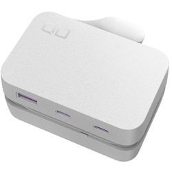 電源タップ Polaris CUBE Built in Cable USB付 AC×2/USB-C×2/USB-A×1 55cmケーブル スイングプラグ ホワイト CIO-PCBC67W2C1A-WH