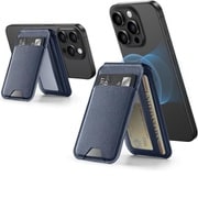Vegan Leather Wallet Stand HaloLock - Blue Titanium [MagSafe対応 調節可能ヴィーガンレザーウォレット]