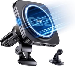 Qi2認定 15W高速充電 MagSafe対応ワイヤレス車載充電器 Magnetic Car Wireless Charger HaloLock - Black
