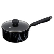 MARBLE KITCHEN ソースパン(片手鍋) IH/ガス火対応 18cm 大理石柄 ブラック NX-151