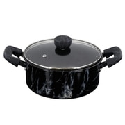 MARBLE KITCHEN キャセロール（両手鍋） IH/ガス火対応 20cm 大理石柄 ブラック NX-152