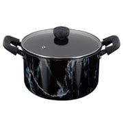 MARBLE KITCHEN シチューポット(両手鍋) IH/ガス火対応 22cm 大理石柄 ブラック NX-153