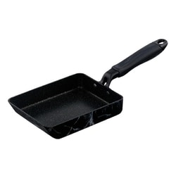 MARBLE KITCHEN エッグパン（卵焼き器） ガス火専用 13×18cm 大理石柄 ブラック NX-115