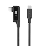 シリコンケーブル L字型 USB-C to USB-C 2m ディスプレイ表示付き PD100W対応 ブラック CIO-SLL-SC-CC2-BK
