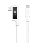 シリコンケーブル L字型 USB-C to USB-C 2m ディスプレイ表示付き PD100W対応 ホワイト CIO-SLL-SC-CC2-WH