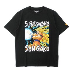 22863218 ドラゴンボールZ 悟空 かめはめ波 半袖 TシャツBLACK Lサイズ [キャラクターグッズ]