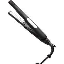 ミラーダブルイオン ストレートヘアアイロン 15mm ブラック 海外対応 80度～230度 31段階設定 カールもできる2WAYタイプ SLM108