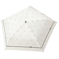 折りたたみ傘 晴雨兼用 HAUハートドット 50cm 手開き式 軽量5本骨 オフホワイト 10002946